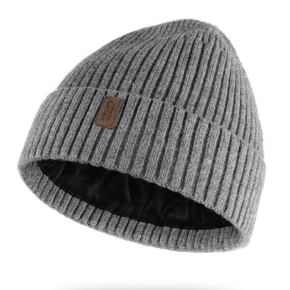 Wmcaps Mütze Herren Winter, Thermo Strickmützen für Herren, Warme Fleece Laufmütze Beanie Damen Herrenmütze Winter, Winddichte Wintermütze Männer Unisex-Mütze (Hellgrau)