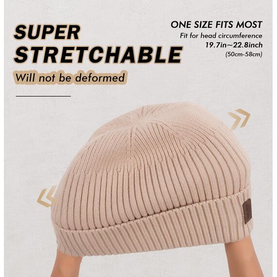 Wmcaps Mütze Herren Winter, Thermo Strickmützen für Herren, Warme Fleece Laufmütze Beanie Damen Herrenmütze Winter, Winddichte Wintermütze Männer Gefütterte und Gepolsterte Unisex-Mütze(Beige)