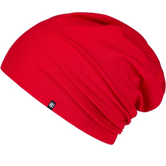 Enter the Complex® Leichte Beanie Mütze, Herren und Damen, Übergangsmütze, Sommer Beanie, Dünne Kopfbedeckung, Baumwolle (Jersey), S/M, Rot