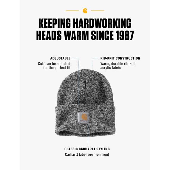 Carhartt A18 Acrylic Watch Hat - Mütze, Carhartt_Farbe:black/white