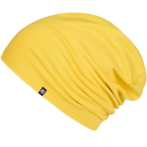 Enter the Complex® Leichte Beanie Mütze, Herren und Damen, Übergangsmütze, Sommer Beanie, Dünne Kopfbedeckung, Baumwolle (Jersey), S/M, Gelb