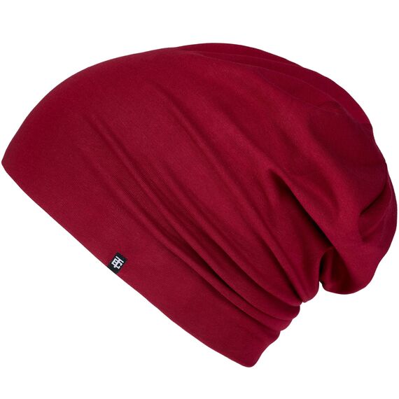 Enter the Complex® Leichte Beanie Mütze, Herren und Damen, Übergangsmütze, Sommer Beanie, Dünne Kopfbedeckung, Baumwolle (Jersey), S/M, Weinrot