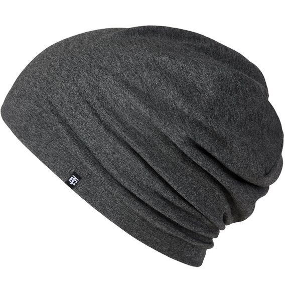 Enter the Complex® Leichte Beanie Mütze, Herren und Damen, Übergangsmütze, Sommer Beanie, Dünne Kopfbedeckung, Baumwolle (Jersey), S/M, Dunkel Grau Meliert