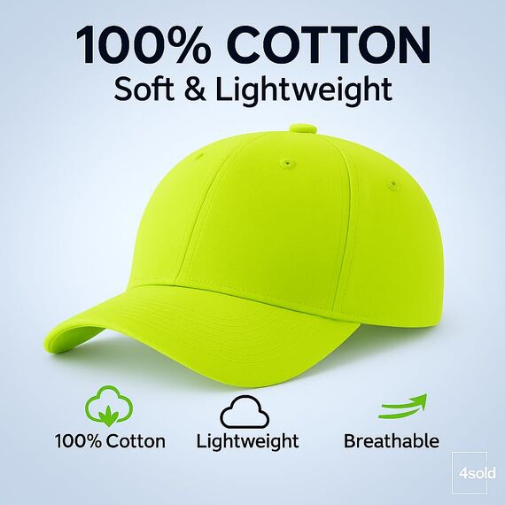 4sold Baseball Cap Baumwolle, Unisex Baseballkappe Herren Damen, Verstellbar Einheitsgröße, Sonnenmütze, Leicht & Atmungsaktiv, Sport Freizeit Outdoor