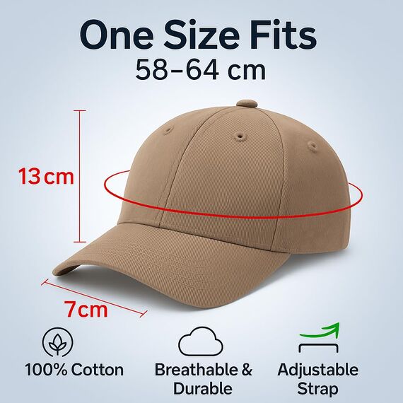 4sold Baseball Cap Baumwolle, Unisex Baseballkappe Herren Damen, Verstellbar Einheitsgröße, Sonnenmütze, Leicht & Atmungsaktiv, Sport Freizeit Outdoor