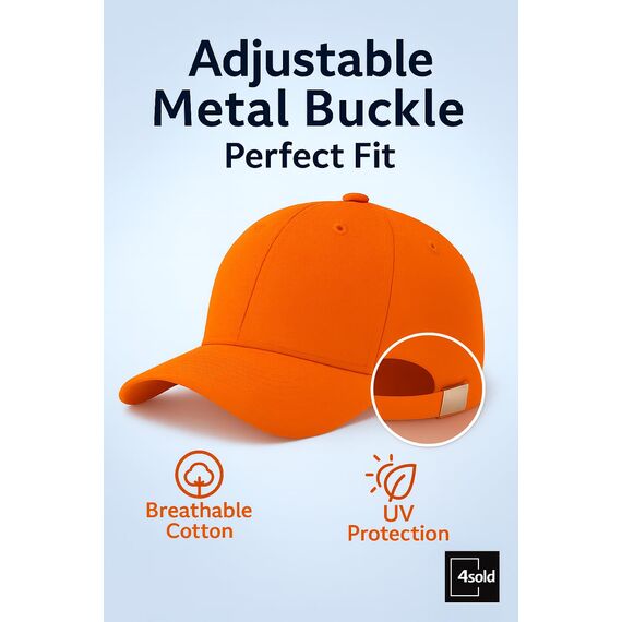 4sold Baseball Cap Unisex Baumwolle Baseball Mützen Reine Farbe Baseboard Baseballkappe (Orange)