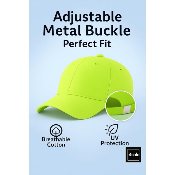 4sold Baseball Cap Baumwolle, Unisex Baseballkappe Herren Damen, Verstellbar Einheitsgröße, Sonnenmütze, Leicht & Atmungsaktiv, Sport Freizeit Outdoor