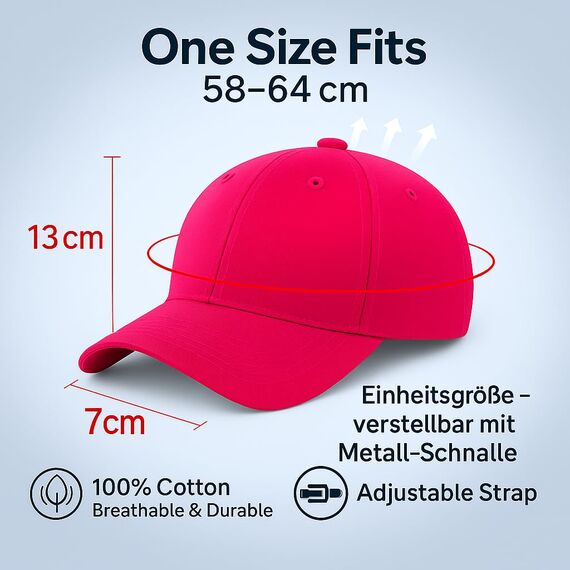 4sold Baseball Cap Baumwolle, Unisex Baseballkappe Herren Damen, Verstellbar Einheitsgröße, Sonnenmütze, Leicht & Atmungsaktiv, Sport Freizeit Outdoor