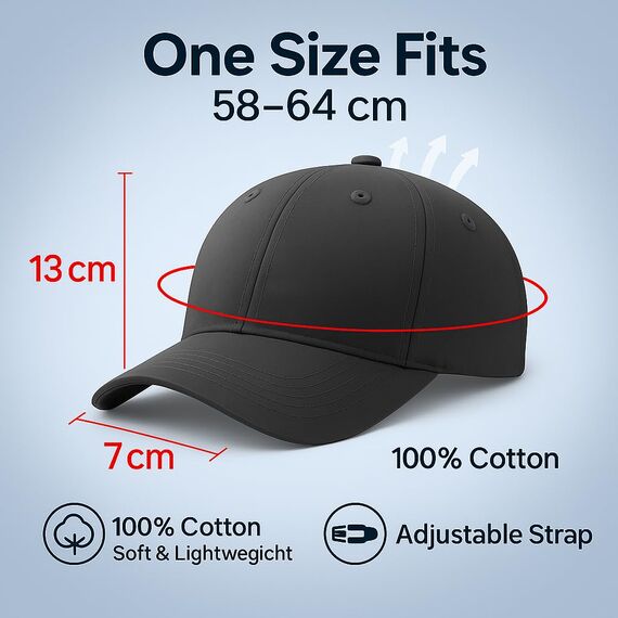 4sold Baseball Cap Baumwolle, Unisex Baseballkappe Herren Damen, Verstellbar Einheitsgröße, Sonnenmütze, Leicht & Atmungsaktiv, Sport Freizeit Outdoor