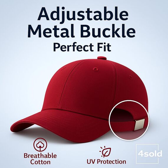 4sold Baseball Cap Baumwolle, Unisex Baseballkappe Herren Damen, Verstellbar Einheitsgröße, Sonnenmütze, Leicht & Atmungsaktiv, Sport Freizeit Outdoor