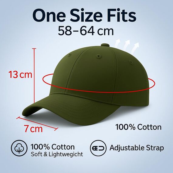 4sold Baseball Cap Baumwolle, Unisex Baseballkappe Herren Damen, Verstellbar Einheitsgröße, Sonnenmütze, Leicht & Atmungsaktiv, Sport Freizeit Outdoor