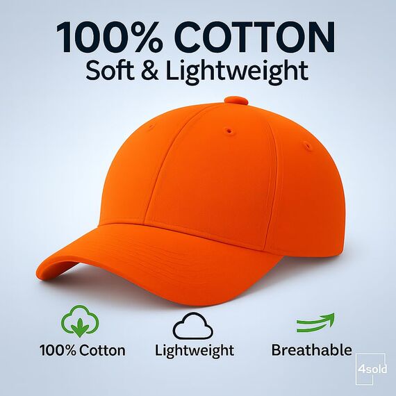 4sold Baseball Cap Unisex Baumwolle Baseball Mützen Reine Farbe Baseboard Baseballkappe (Orange)