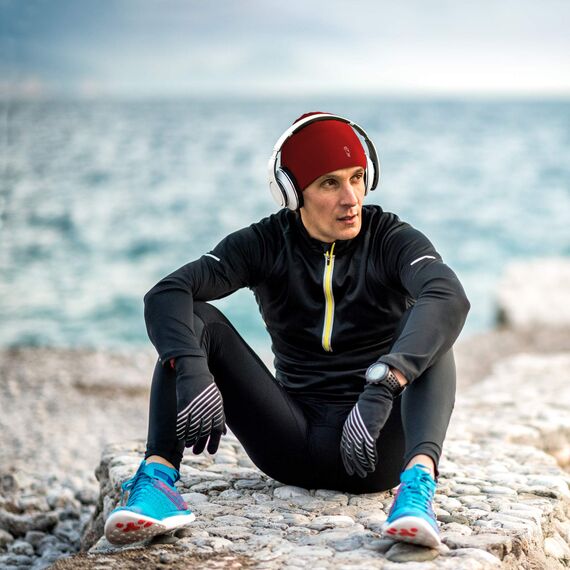 ALPIDEX Running Mütze Sportmütze Laufmütze Damen Herren Funktionsmütze One Size Thermo Kopfbedeckung Radfahren Winddicht Atmungsaktiv Skull Cap Fahrrad Unterziehmütze Unisex, Farbe:red