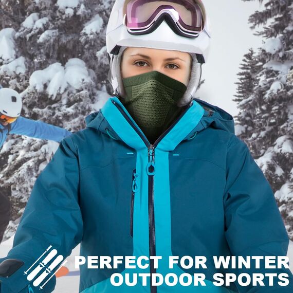 WTACTFUL Schlauchschal Herren Halbe Sturmhaube Motorrad Halstuch Herren Halswärmer Ski Mask Skimaske Halsschlauc Neck Gaiter Motorrad Gesichtsmaske für Winter Laufen Skifahren Snowboarden Alle Grün