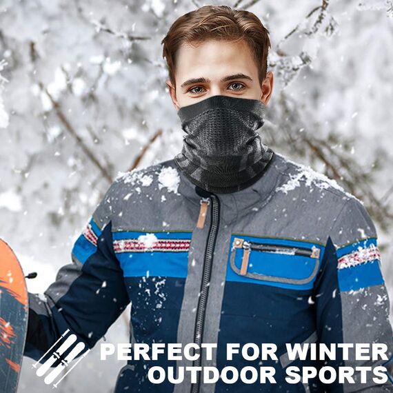 WTACTFUL 2 Stück Schlauchschal Herren Halbe Sturmhaube Motorrad Halstuch Herren Halswärmer Ski Mask Skimaske Halsschlauc Neck Gaiter Motorrad für Winter Laufen Skifahren Snowboarden Schwarz