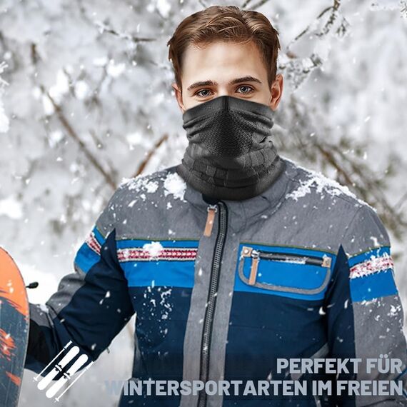 WTACTFUL Schlauchschal Herren Halbe Sturmhaube Motorrad Halstuch Herren Halswärmer Ski Mask Skimaske Halsschlauc Neck Gaiter Motorrad Gesichtsmaske für Winter Laufen Skifahren Snowboarden Alle Schwarz