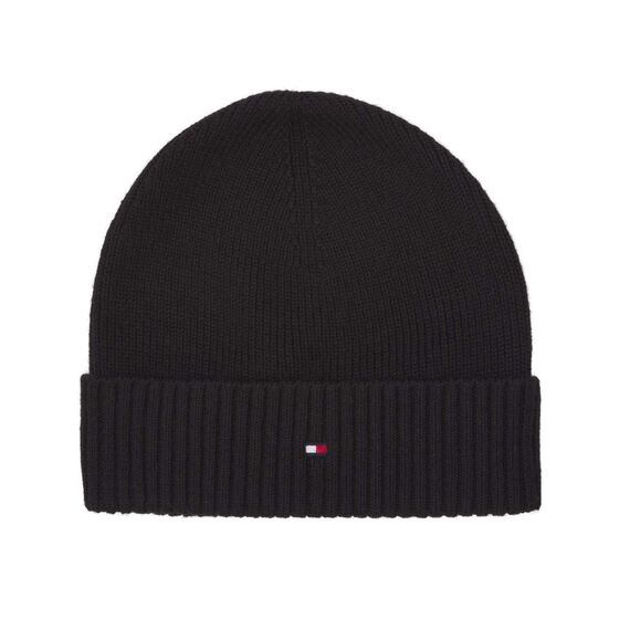 Tommy Hilfiger Herren Strickmütze PIMA Cotton Cashmere Beanie AM0AM03983, Gr. One Size (Herstellergröße: OS), Schwarz (Black 002)