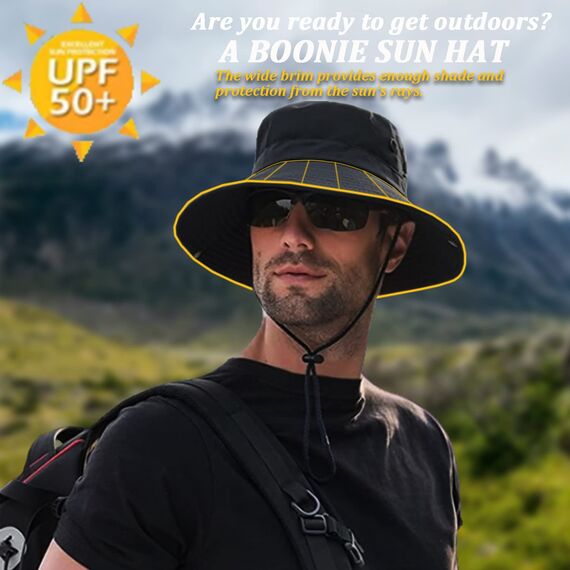 Favuit Sonnenhut, Boonie Hut Herren Damen Buschhut Breite Krempe Outdoor Hat UV Schutz Sonnenschutz Faltbar Wanderhut Fischerhut Gartenhut Anglerhut Buschhüte