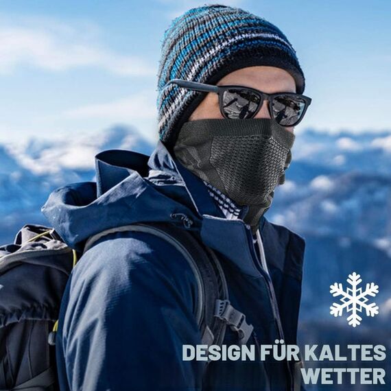WTACTFUL 2 Stück Schlauchschal Herren Halbe Sturmhaube Motorrad Halstuch Herren Halswärmer Ski Mask Skimaske Halsschlauc Neck Gaiter Motorrad für Winter Laufen Skifahren Snowboarden Schwarz Rot