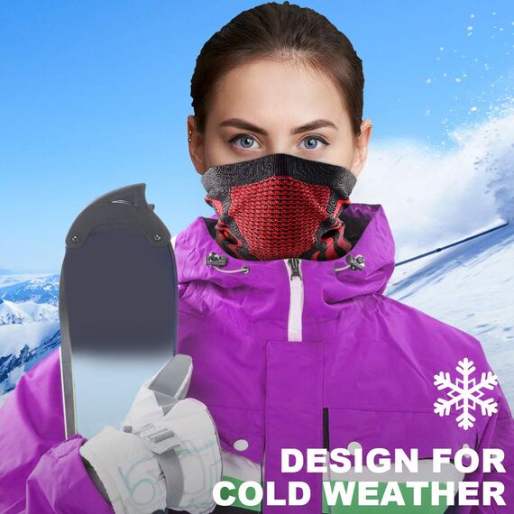WTACTFUL Schlauchschal Herren Halbe Sturmhaube Motorrad Halstuch Herren Halswärmer Ski Mask Skimaske Halsschlauc Neck Gaiter Motorrad Gesichtsmaske für Winter Laufen Skifahren Snowboarden Rot
