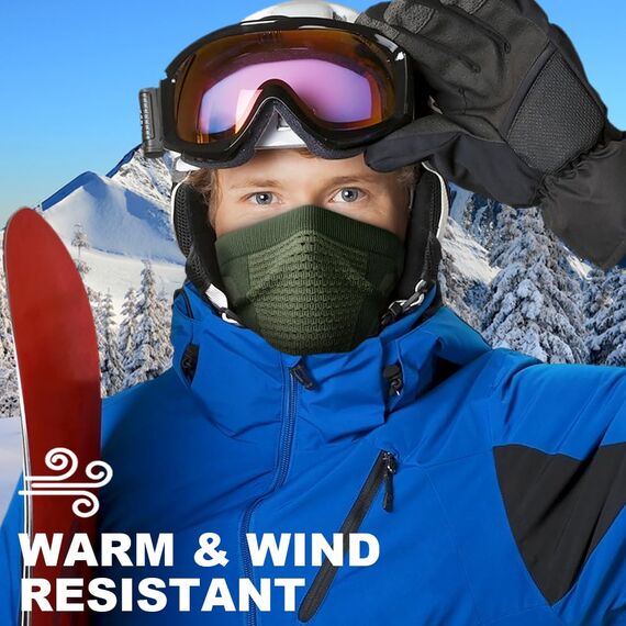 WTACTFUL Schlauchschal Herren Halbe Sturmhaube Motorrad Halstuch Herren Halswärmer Ski Mask Skimaske Halsschlauc Neck Gaiter Motorrad Gesichtsmaske für Winter Laufen Skifahren Snowboarden Alle Grün