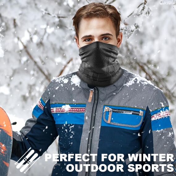 WTACTFUL 2 Stück Schlauchschal Herren Halbe Sturmhaube Motorrad Halstuch Herren Halswärmer Ski Mask Skimaske Halsschlauc Neck Gaiter Motorrad für Winter Laufen Skifahren Snowboarden Alle Schwarz