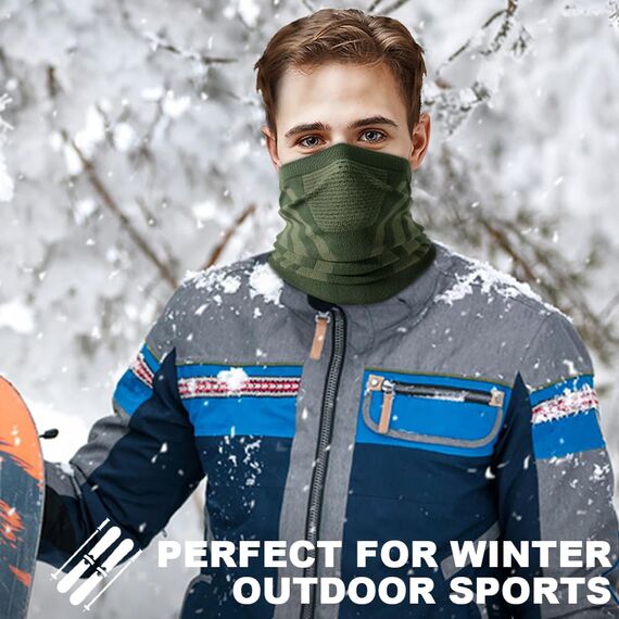 WTACTFUL Schlauchschal Herren Halbe Sturmhaube Motorrad Halstuch Herren Halswärmer Ski Mask Skimaske Halsschlauc Neck Gaiter Motorrad Gesichtsmaske für Winter Laufen Skifahren Snowboarden Alle Grün