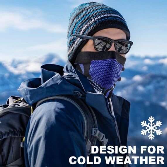 WTACTFUL Schlauchschal Herren Halbe Sturmhaube Motorrad Halstuch Herren Halswärmer Ski Mask Skimaske Halsschlauc Neck Gaiter Motorrad Gesichtsmaske für Winter Laufen Skifahren Snowboarden Blau