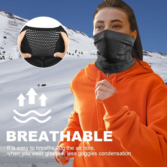 WTACTFUL 2 Stück Schlauchschal Herren Halbe Sturmhaube Motorrad Halstuch Herren Halswärmer Ski Mask Skimaske Halsschlauc Neck Gaiter Motorrad für Winter Laufen Skifahren Snowboarden Alle Schwarz