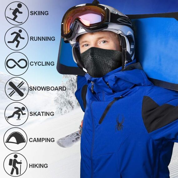 WTACTFUL 2 Stück Schlauchschal Herren Halbe Sturmhaube Motorrad Halstuch Herren Halswärmer Ski Mask Skimaske Halsschlauc Neck Gaiter Motorrad für Winter Laufen Skifahren Snowboarden Schwarz #2