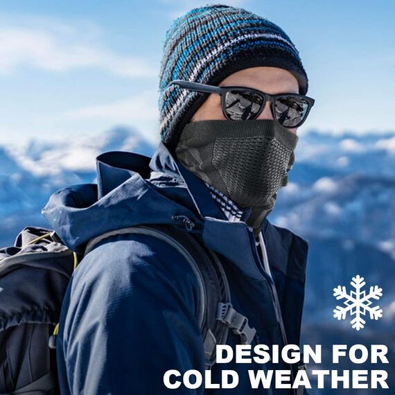 WTACTFUL 2 Stück Schlauchschal Herren Halbe Sturmhaube Motorrad Halstuch Herren Halswärmer Ski Mask Skimaske Halsschlauc Neck Gaiter Motorrad für Winter Laufen Skifahren Snowboarden Schwarz