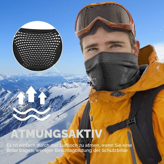 WTACTFUL 2 Stück Schlauchschal Herren Halbe Sturmhaube Motorrad Halstuch Herren Halswärmer Ski Mask Skimaske Halsschlauc Neck Gaiter Motorrad für Winter Laufen Skifahren Snowboarden Alle Schwarz