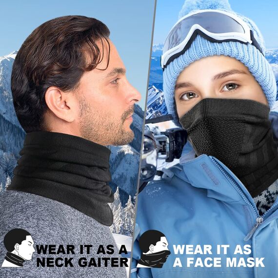 WTACTFUL 2 Stück Schlauchschal Herren Halbe Sturmhaube Motorrad Halstuch Herren Halswärmer Ski Mask Skimaske Halsschlauc Neck Gaiter Motorrad für Winter Laufen Skifahren Snowboarden Alle Schwarz Grün