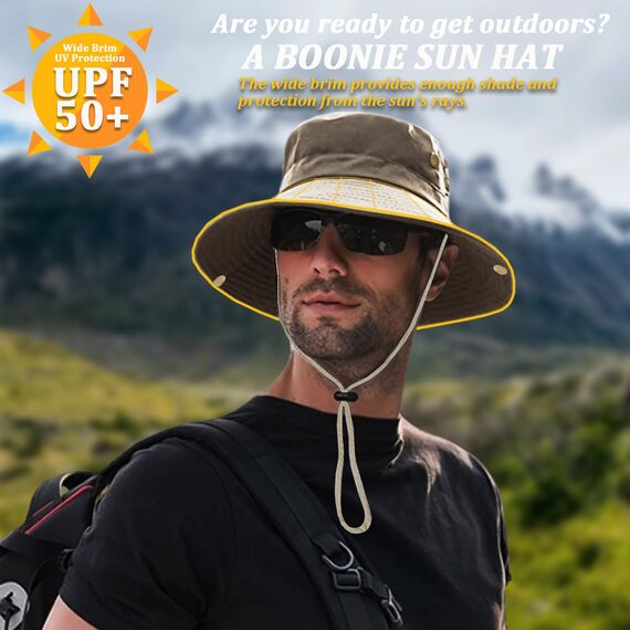 Favuit Sonnenhut, Boonie Hut Herren Damen Buschhut Breite Krempe Outdoor Hat UV Schutz Sonnenschutz Faltbar Wanderhut Fischerhut Gartenhut Anglerhut Buschhüte