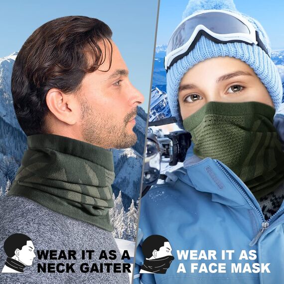 WTACTFUL Schlauchschal Herren Halbe Sturmhaube Motorrad Halstuch Herren Halswärmer Ski Mask Skimaske Halsschlauc Neck Gaiter Motorrad Gesichtsmaske für Winter Laufen Skifahren Snowboarden Alle Grün