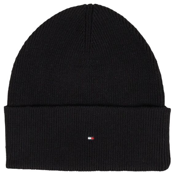 Tommy Hilfiger Damen Strickmütze Essential Flag Wintermütze, Schwarz (Black), Onesize