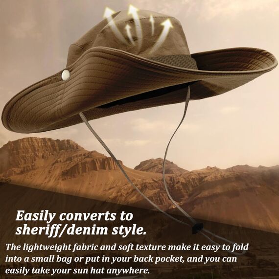 Favuit Sonnenhut, Boonie Hut Herren Damen Buschhut Breite Krempe Outdoor Hat UV Schutz Sonnenschutz Faltbar Wanderhut Fischerhut Gartenhut Anglerhut Buschhüte