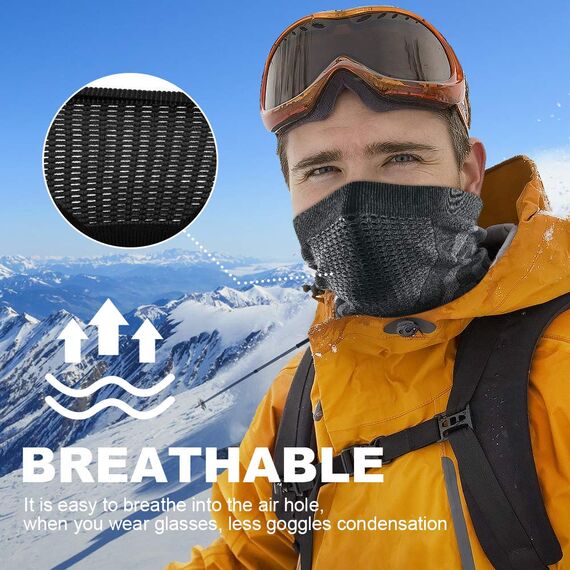 WTACTFUL 2 Stück Schlauchschal Herren Halbe Sturmhaube Motorrad Halstuch Herren Halswärmer Ski Mask Skimaske Halsschlauc Neck Gaiter Motorrad für Winter Laufen Skifahren Snowboarden Schwarz #2