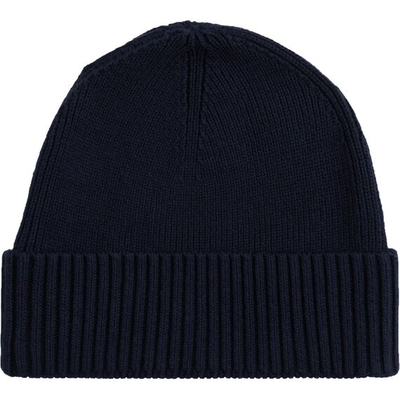 Tommy Hilfiger Herren Strickmütze Flag Cotton Beanie mit Kaschmir, Blau (Space Blue), Einheitsgröße