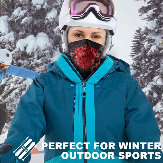 WTACTFUL Schlauchschal Herren Halbe Sturmhaube Motorrad Halstuch Herren Halswärmer Ski Mask Skimaske Halsschlauc Neck Gaiter Motorrad Gesichtsmaske für Winter Laufen Skifahren Snowboarden Rot