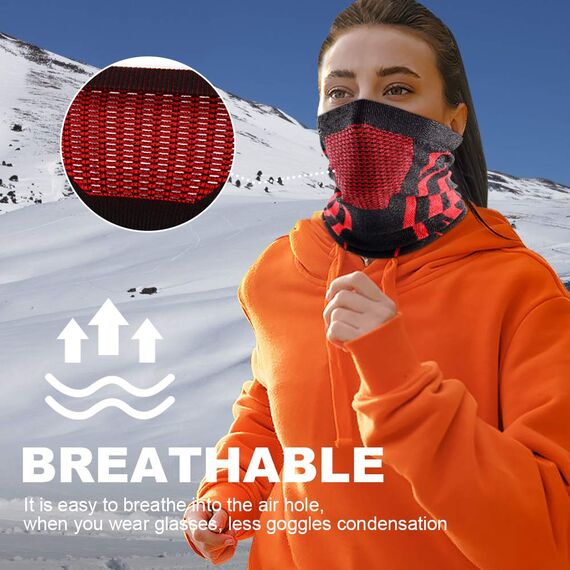 WTACTFUL Schlauchschal Herren Halbe Sturmhaube Motorrad Halstuch Herren Halswärmer Ski Mask Skimaske Halsschlauc Neck Gaiter Motorrad Gesichtsmaske für Winter Laufen Skifahren Snowboarden Rot