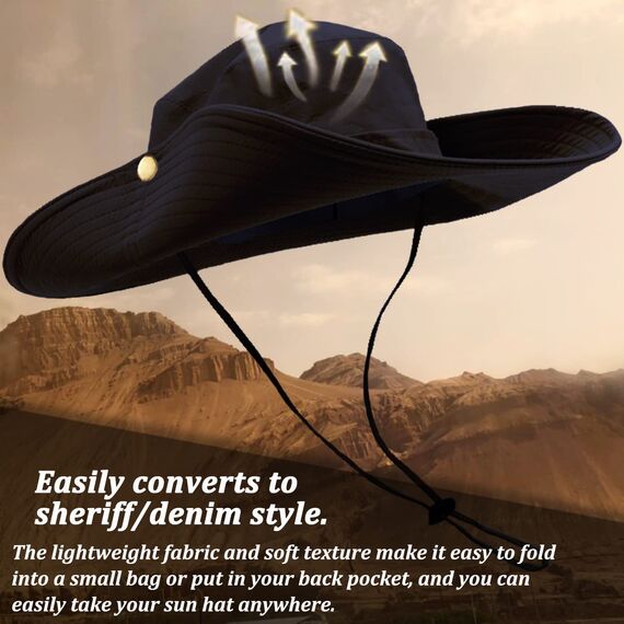 Favuit Sonnenhut, Boonie Hut Herren Damen Buschhut Breite Krempe Outdoor Hat UV Schutz Sonnenschutz Faltbar Wanderhut Fischerhut Gartenhut Anglerhut Buschhüte