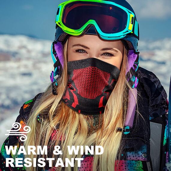 WTACTFUL Schlauchschal Herren Halbe Sturmhaube Motorrad Halstuch Herren Halswärmer Ski Mask Skimaske Halsschlauc Neck Gaiter Motorrad Gesichtsmaske für Winter Laufen Skifahren Snowboarden Rot