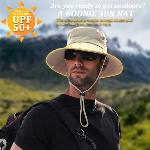 Favuit Sonnenhut, Boonie Hut Herren Damen Buschhut Breite Krempe Outdoor Hat UV Schutz Sonnenschutz Faltbar Wanderhut Fischerhut Gartenhut Anglerhut Buschhüte