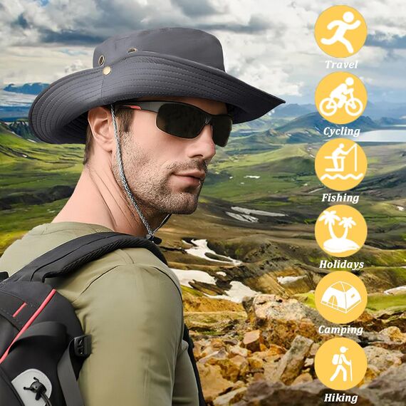 Favuit Sonnenhut, Boonie Hut Herren Damen Buschhut Breite Krempe Outdoor Hat UV Schutz Sonnenschutz Faltbar Wanderhut Fischerhut Gartenhut Anglerhut Buschhüte
