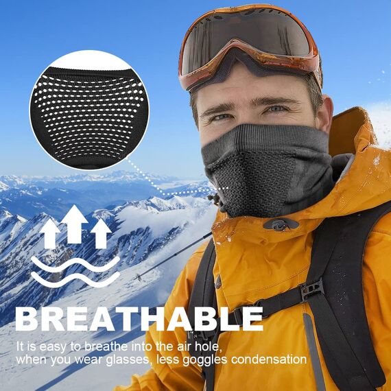 WTACTFUL 2 Stück Schlauchschal Herren Halbe Sturmhaube Motorrad Halstuch Herren Halswärmer Ski Mask Skimaske Halsschlauc Neck Gaiter Motorrad für Winter Laufen Skifahren Snowboarden Schwarz