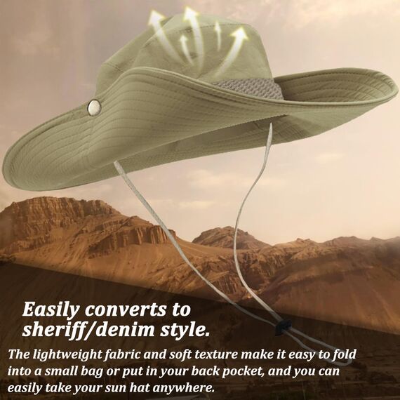 Favuit Sonnenhut, Boonie Hut Herren Damen Buschhut Breite Krempe Outdoor Hat UV Schutz Sonnenschutz Faltbar Wanderhut Fischerhut Gartenhut Anglerhut Buschhüte