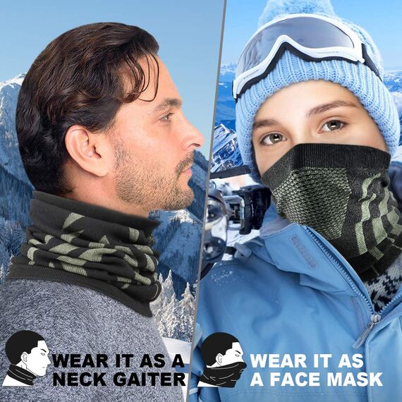 WTACTFUL Schlauchschal Herren Halbe Sturmhaube Motorrad Halstuch Herren Halswärmer Ski Mask Skimaske Halsschlauc Neck Gaiter Motorrad Gesichtsmaske für Winter Laufen Skifahren Snowboarden Grün