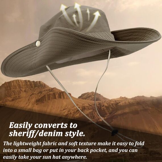 Favuit Sonnenhut, Boonie Hut Herren Damen Buschhut Breite Krempe Outdoor Hat UV Schutz Sonnenschutz Faltbar Wanderhut Fischerhut Gartenhut Anglerhut Buschhüte