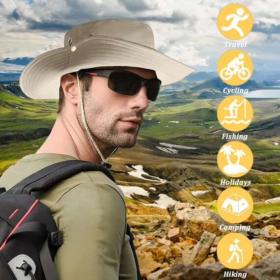 Favuit Sonnenhut, Boonie Hut Herren Damen Buschhut Breite Krempe Outdoor Hat UV Schutz Sonnenschutz Faltbar Wanderhut Fischerhut Gartenhut Anglerhut Buschhüte